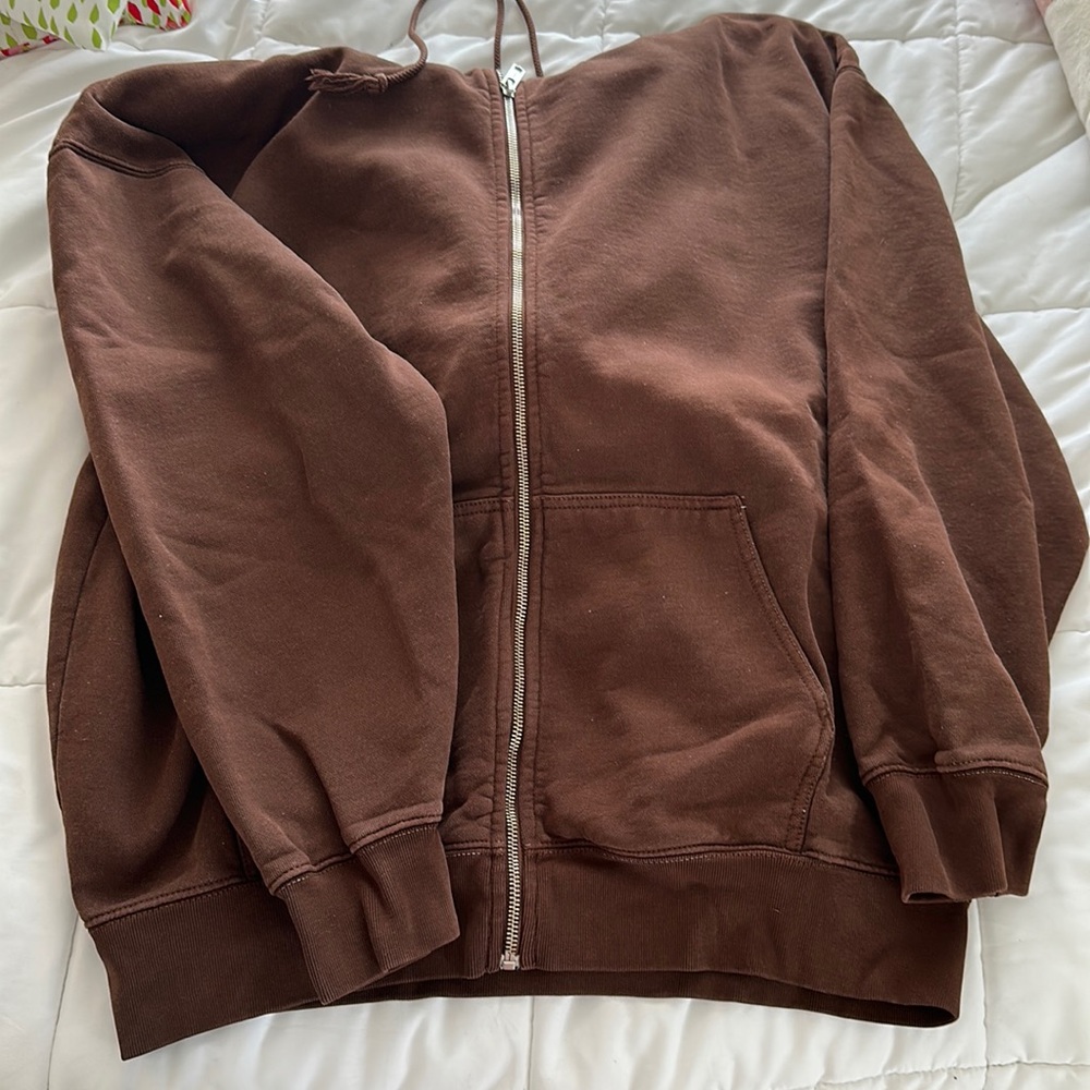 Brandy Melville zip up brown hoodie
